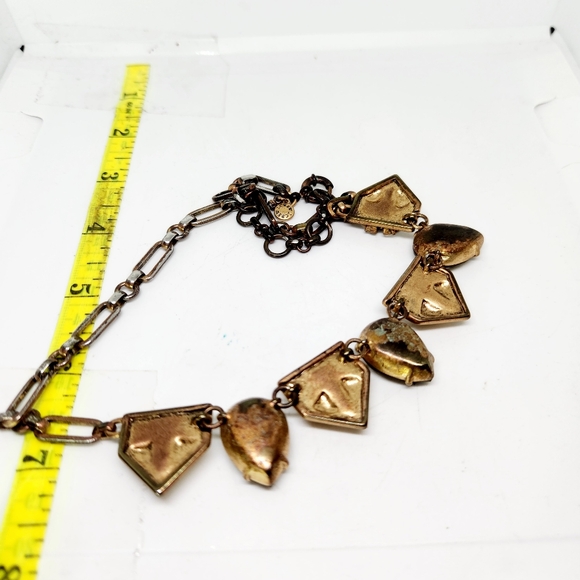 J Crew Brulee Choker Collar Necklace Bronze Gold Tone Large Rhinestones - Picture 9 of 9
